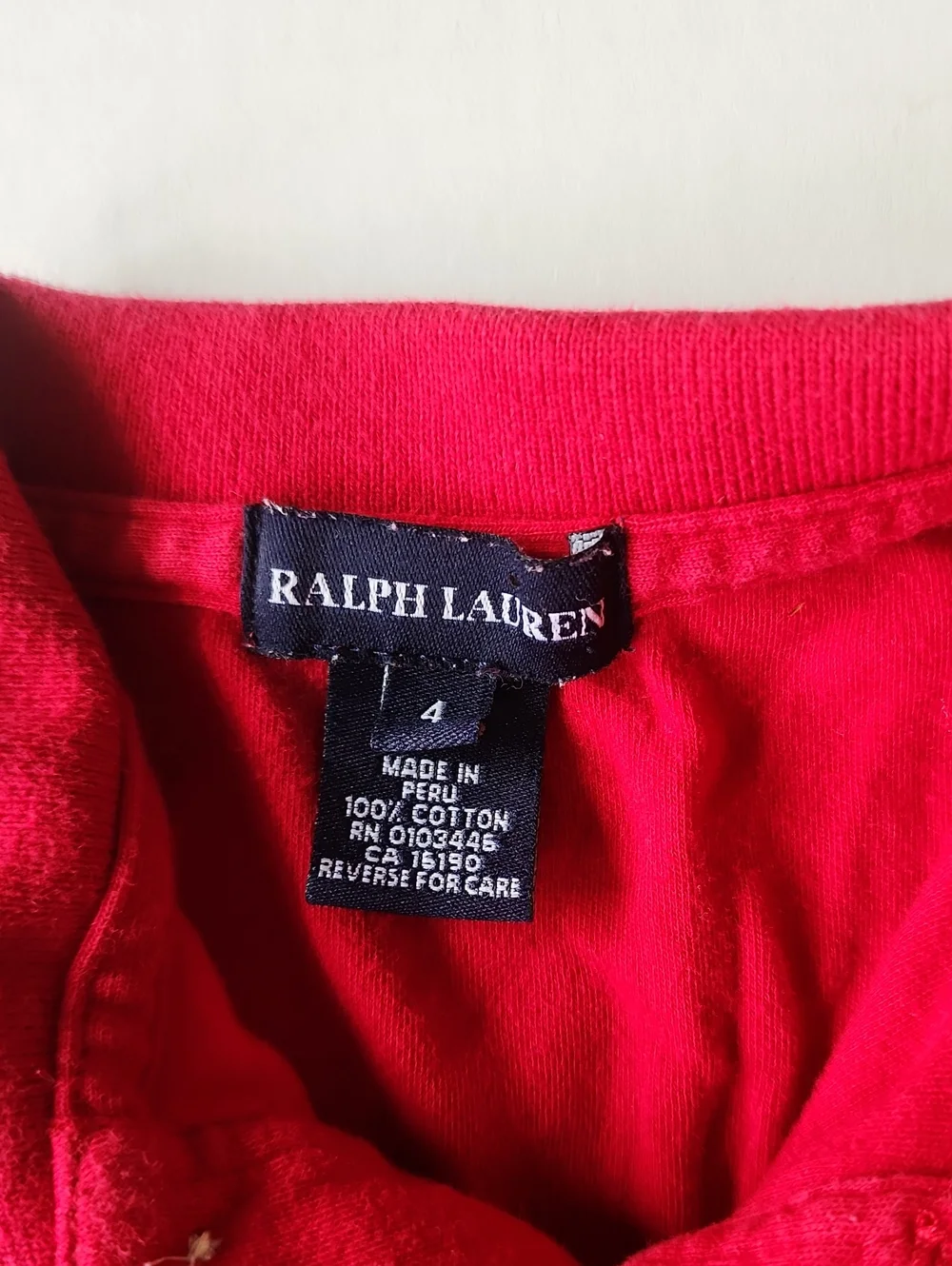 Ralph Lauren Red Girls Polo Dress with White Trim